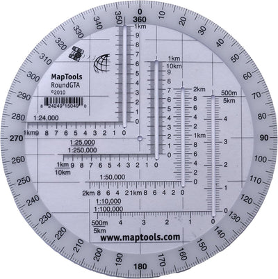 Round Military Coordinate Scale and Protractor