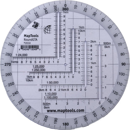 Round Military Coordinate Scale and Protractor
