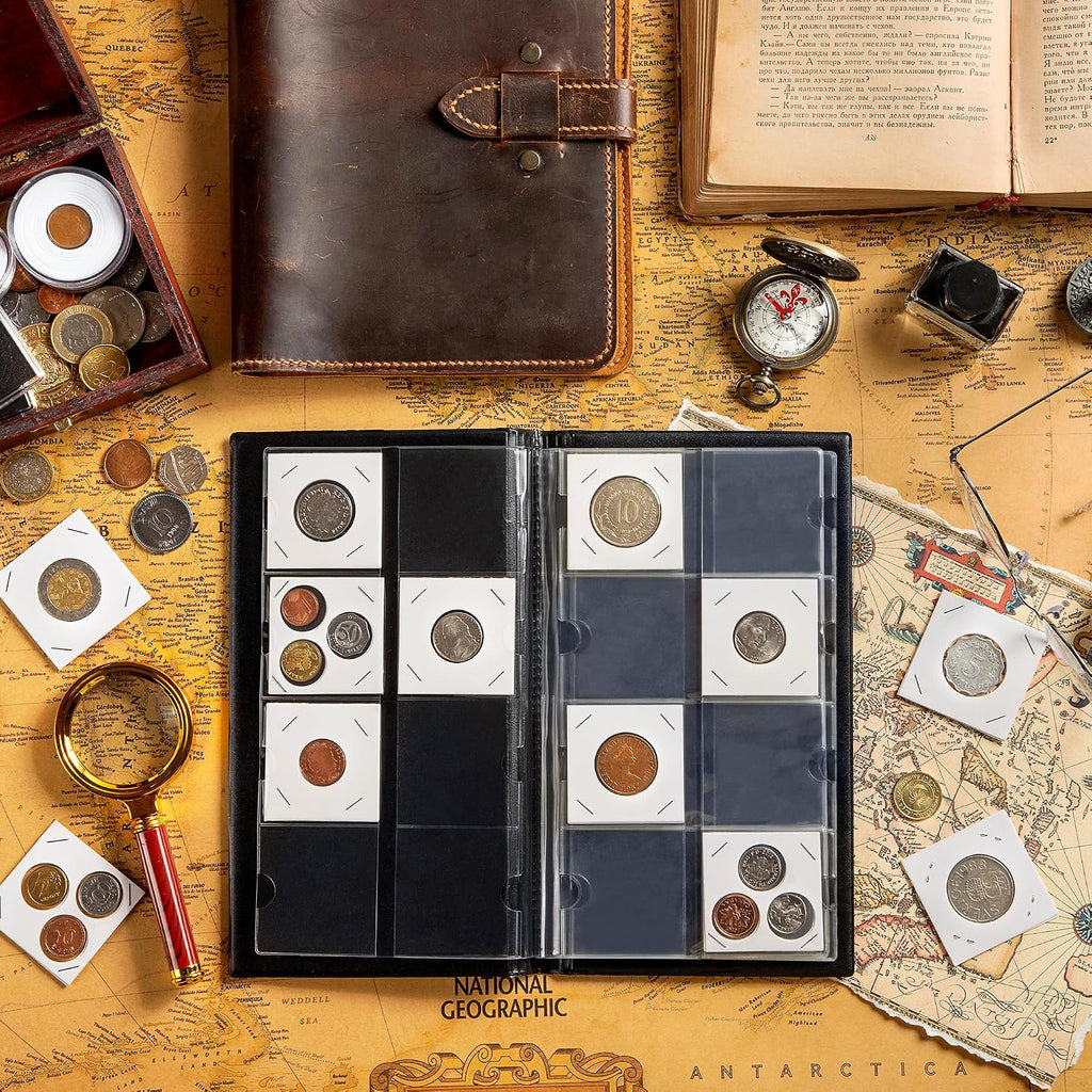 80 Pockets Collecting Album for 2x2 inches Coin Flip | Uncle Paul Classic Large Capacity Collection Book Coin Holder