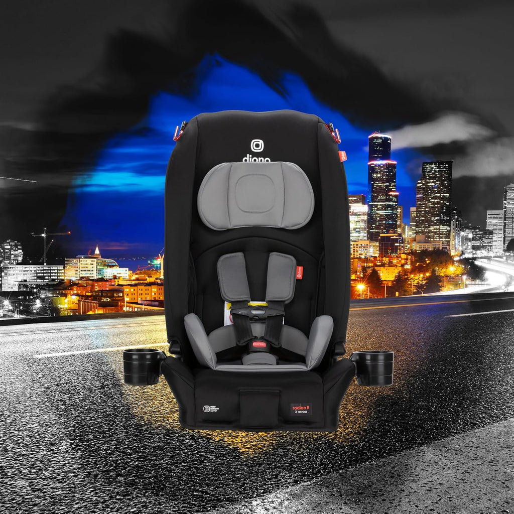 Radian 3R, All-in-One Convertible Car Seat, Rear and Forward Facing, 10 Years 1 Car Seat, Slim Fit 3 Across, Black Storm