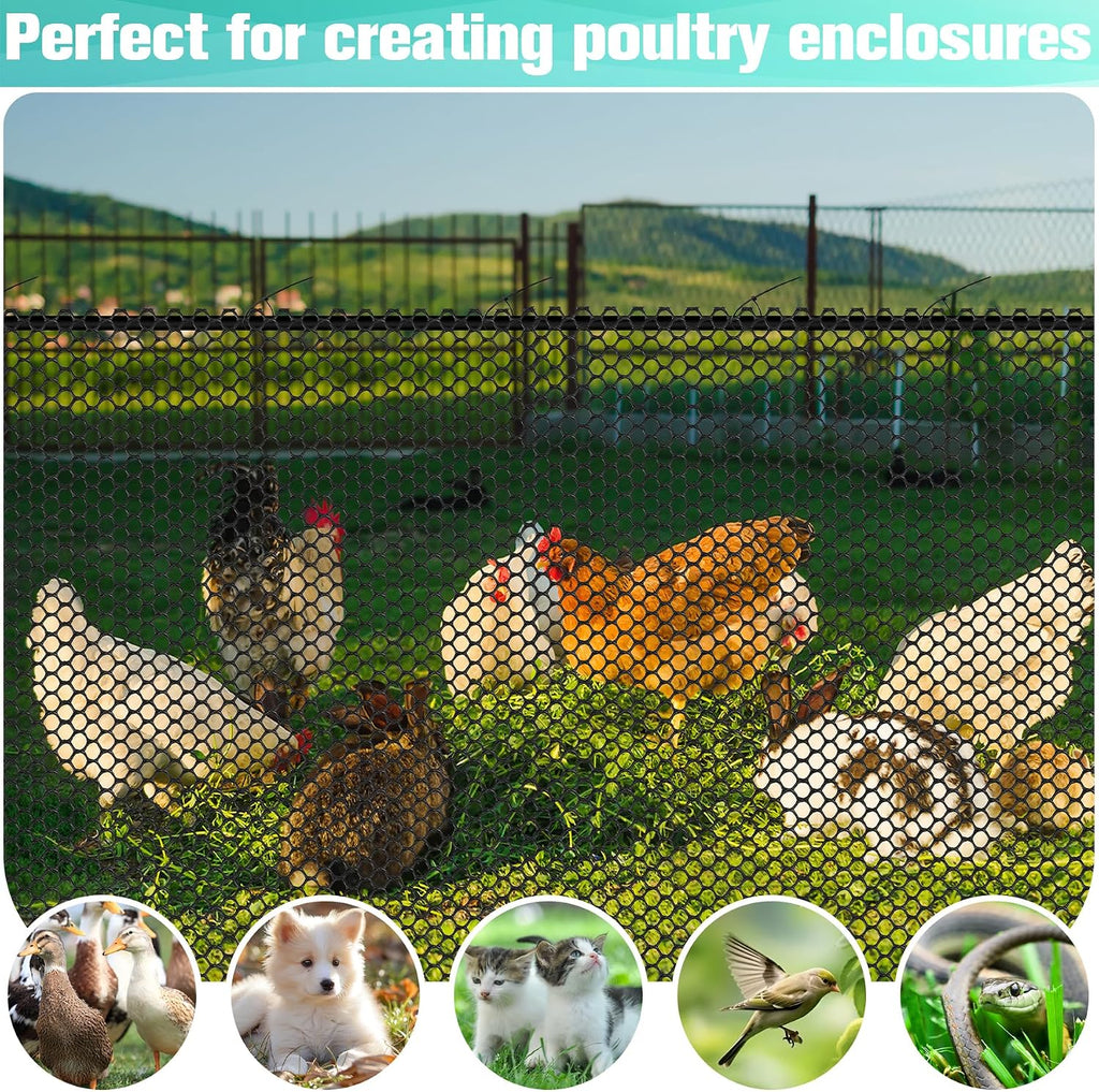 Plastic Mesh Fence Sheet 15.7IN x 50FT - 0.3IN Opening Plastic Chicken Wire Netting Roll Durable for Dogs, Poultry
