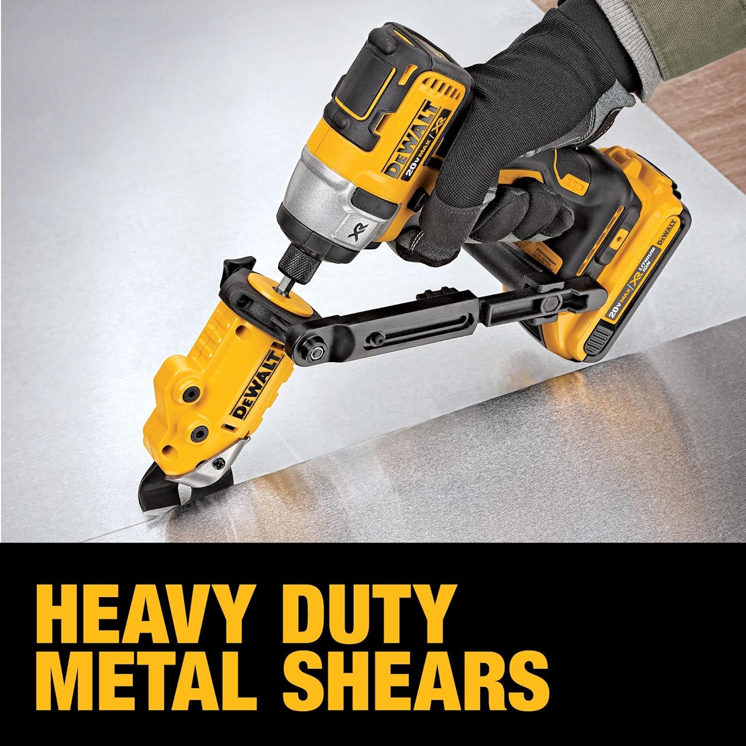 DEWALT Metal Shear/Cutter Drill Attachment, Impact Ready, 360 Degree Pivoting Head, Cuts 18GA Material