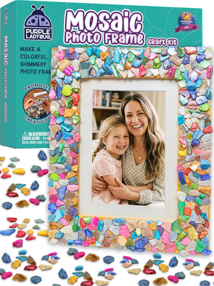 DIY Mosaic Photo Frame Crafts for Girls 8-12 6-8 - Great Gift for Teens Tweens, Fun Craft Kit for Kids & Girl