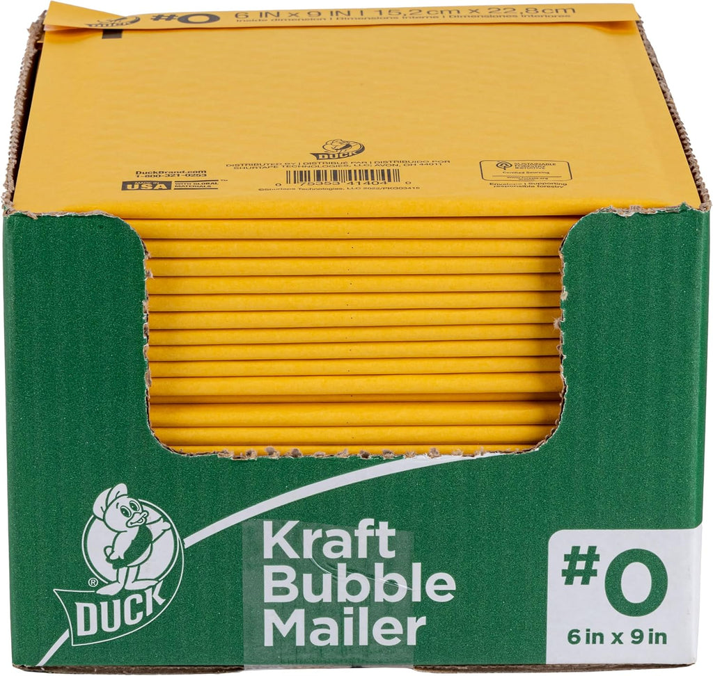 Brand #0 Kraft Bubble Mailer, Manila, 6 inch x 9 inch, 25 Pack