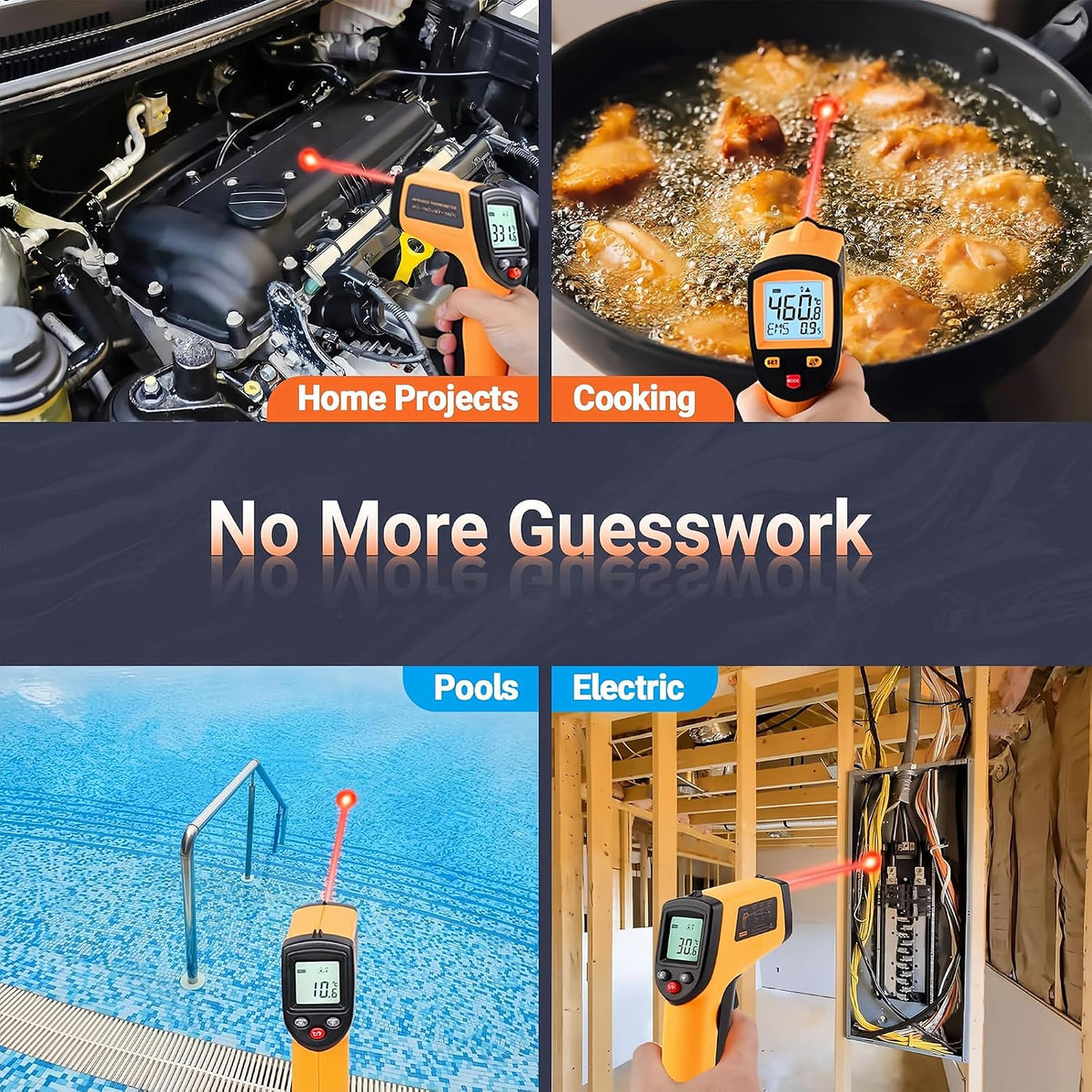 Infrared Thermometer Gun, -58°F to 712°F, 12:1 D:S