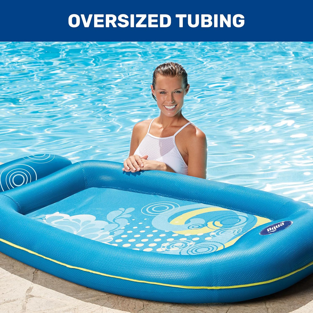 Aqua Comfort Pool Float Lounge – Inflatable Pool Floats for Adults with Headrest and Footrest – Bubble Waves