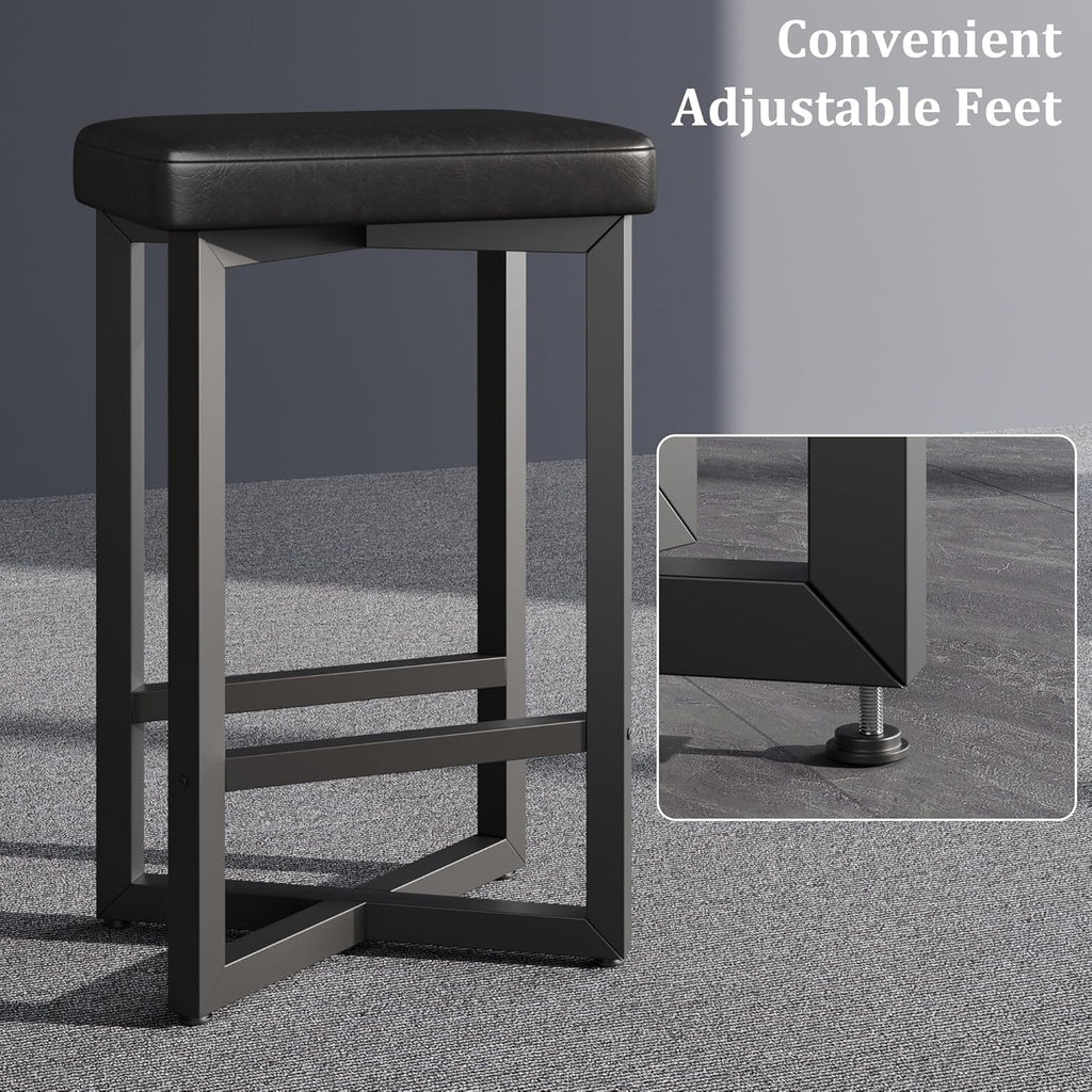 Bar Stools Set of 4, 24.6" Counter Height Backless Barstools