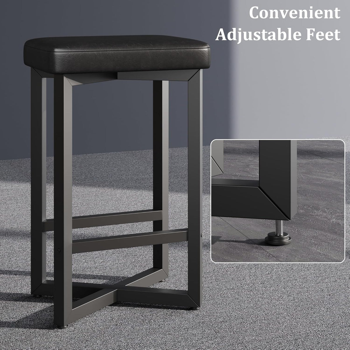 Bar Stools Set of 4, 24.6" Counter Height Backless Barstools