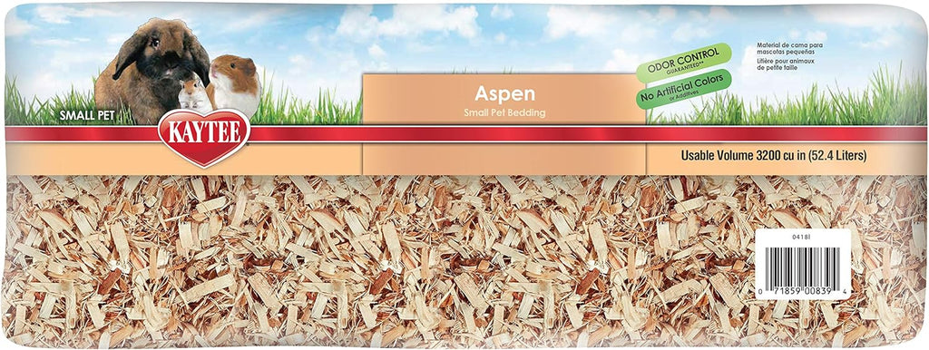 Aspen Bedding for Small Animals, 52.4 Liter | Less mess. Aspen hamster bedding. 99.9% dust-free wood shavings, guinea