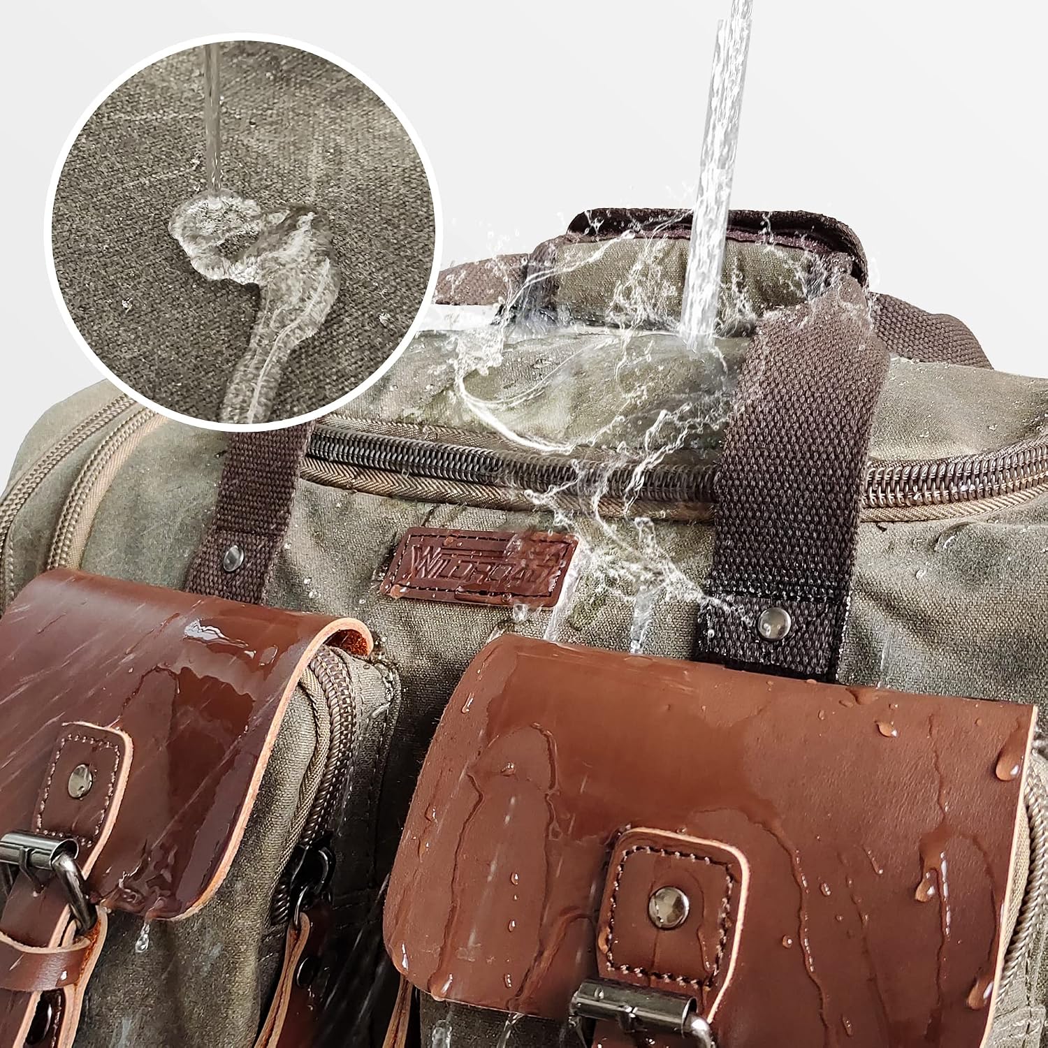 Waxed Canvas Duffle Bag - 50L Waterproof Weekender Overnight Travel Bag