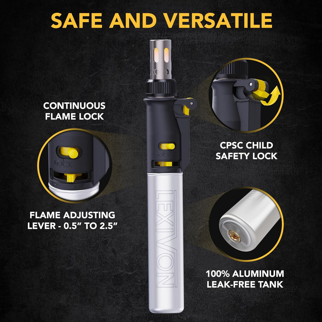 Butane Soldering Iron Multi-Purpose Kit | Cordless Self-Igniting Adjustable Flame 7-Tip Set | Pro Grade 125-Watt