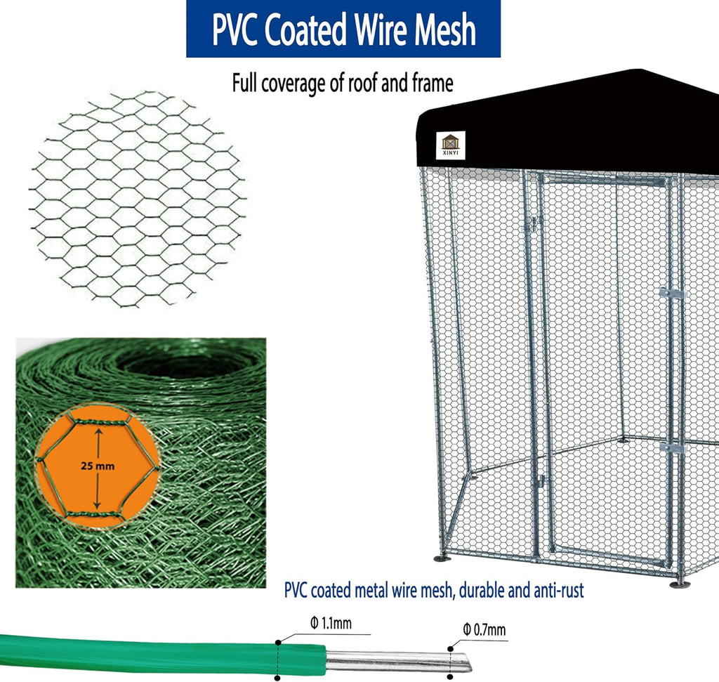 Hexagonal Metal Chicken coop with Cover for Yard, 19x6x7.5ft Large Chicken Run for 10 Chickens, Walk-in and