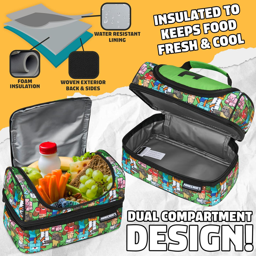 Insulated Lunch Bag for Kids Creeper Lunchbox for Boys School Supplies Food Carrier Snacks Picnic Beach Days Travel