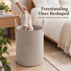 60L Cotton Rope Laundry Basket Hamper, Oatmeal