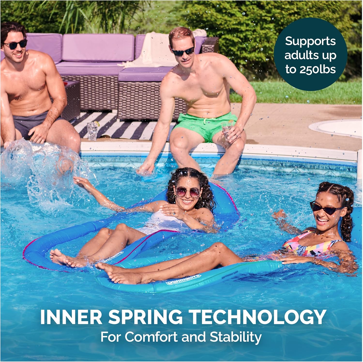 Spring Float Premium Hammock Lounger, Inflatable Pool Floats Adult with Fast Inflation for Ages 15 & Up