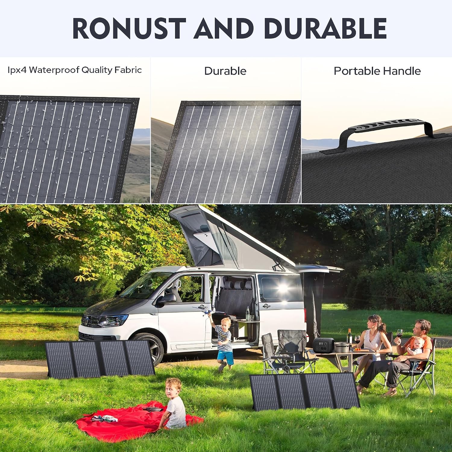 60W Foldable Solar Panel for Power Station, 18V DC & QC3.0 for RV | Compatible with Jackery/Rockpals/Flashfish, 18V
