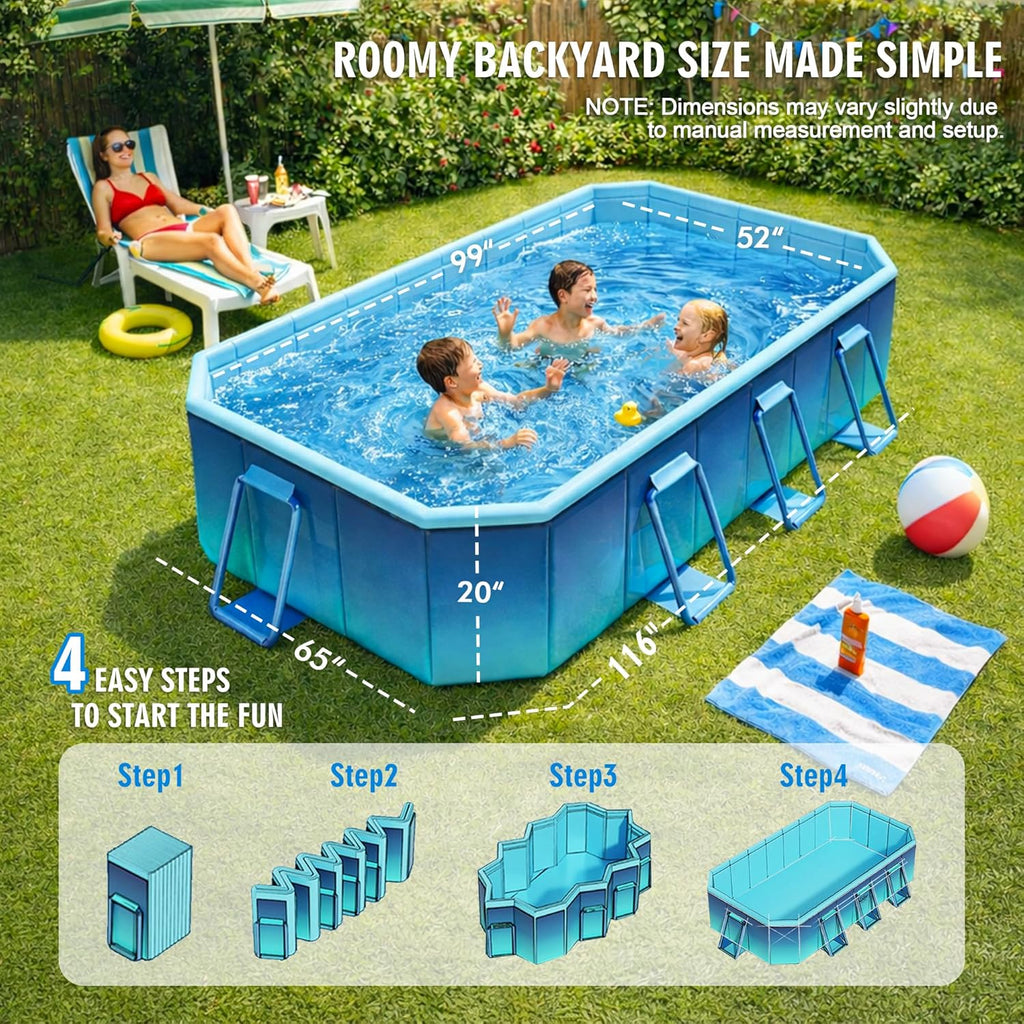 Foldable Pool, Non-Inflatable Swimming Pool for Adults & Family Use, Thickened Collapsible Folding Pool, Large