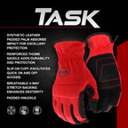Men's Task 3-Pack High Performance Synthetic Leather Palm Work Gloves, High Dexterity, Knuckle Padding, Comfort