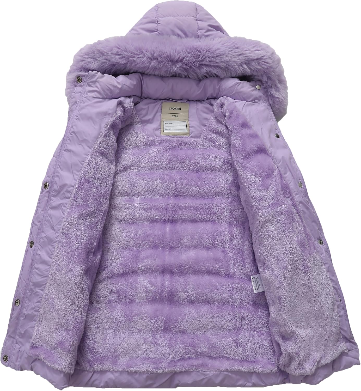 Girls Long Puffer Winter Coat Kid's Removable Hood Parka Jacket | Waterproof Polyester Outer, Soft Fleece Lined