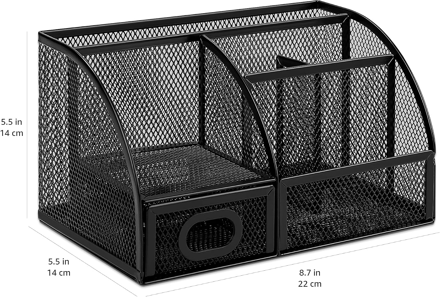 Mesh Pen Holder and Desktop Desk Organizer, Office Caddy Storage for Writing Utensils, 9.1 x 5.9 x 5.5 inches, Black