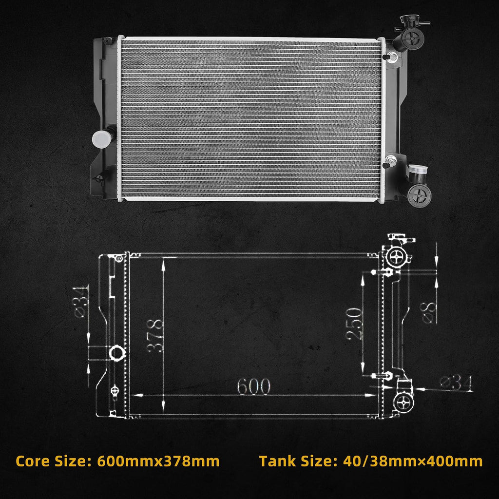 DWVO Complete Radiator Compatible with 2009-2019 Toyota Corolla