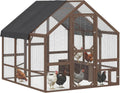 Large Wooden Chicken Coop for 8-10 Hens 83" x 73" x 73" Dark Brown