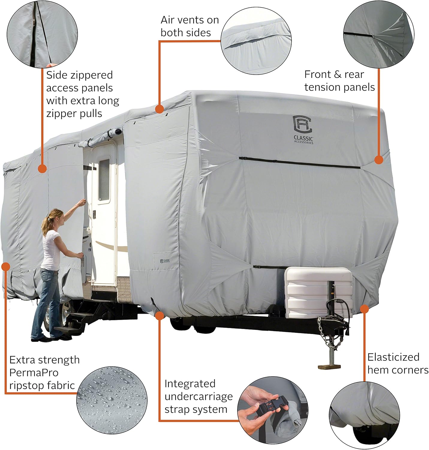 Over Drive PermaPRO Travel Trailer Cover, Fits 22' - 24' RVs, RV Cover, Camper Cover, Travel Trailer Cover
