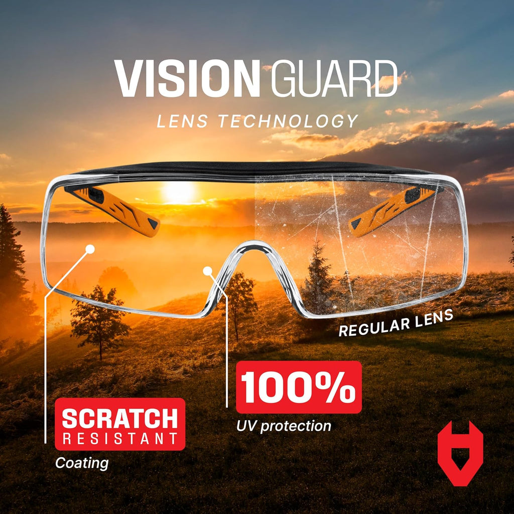 Safety Glasses Over Eyeglasses for Men and Women with Anti Scratch Lenses and Integrated Side Shields — Adjustable