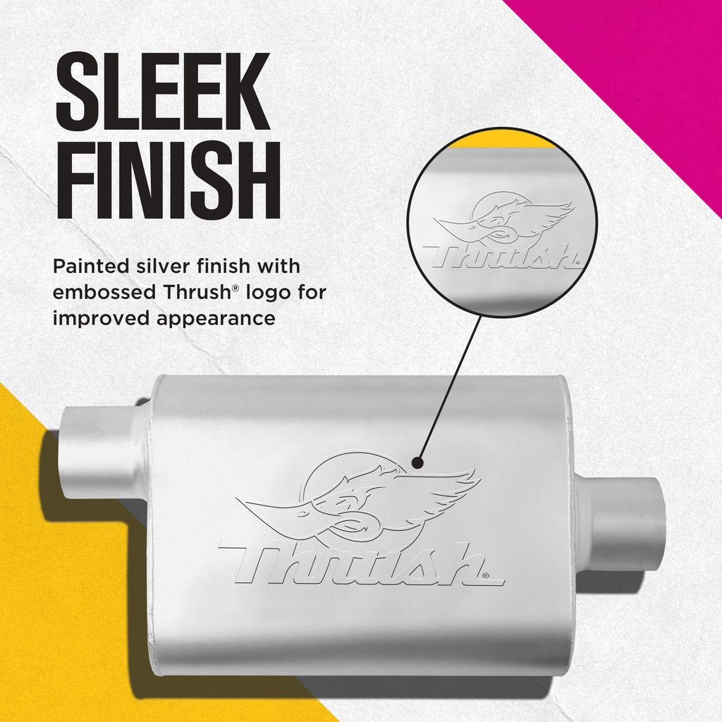 Muffler Deep Race Tone (Most Applications) Inlet 2.5 Pipe Connection Offset Outlet 2.5 Offset