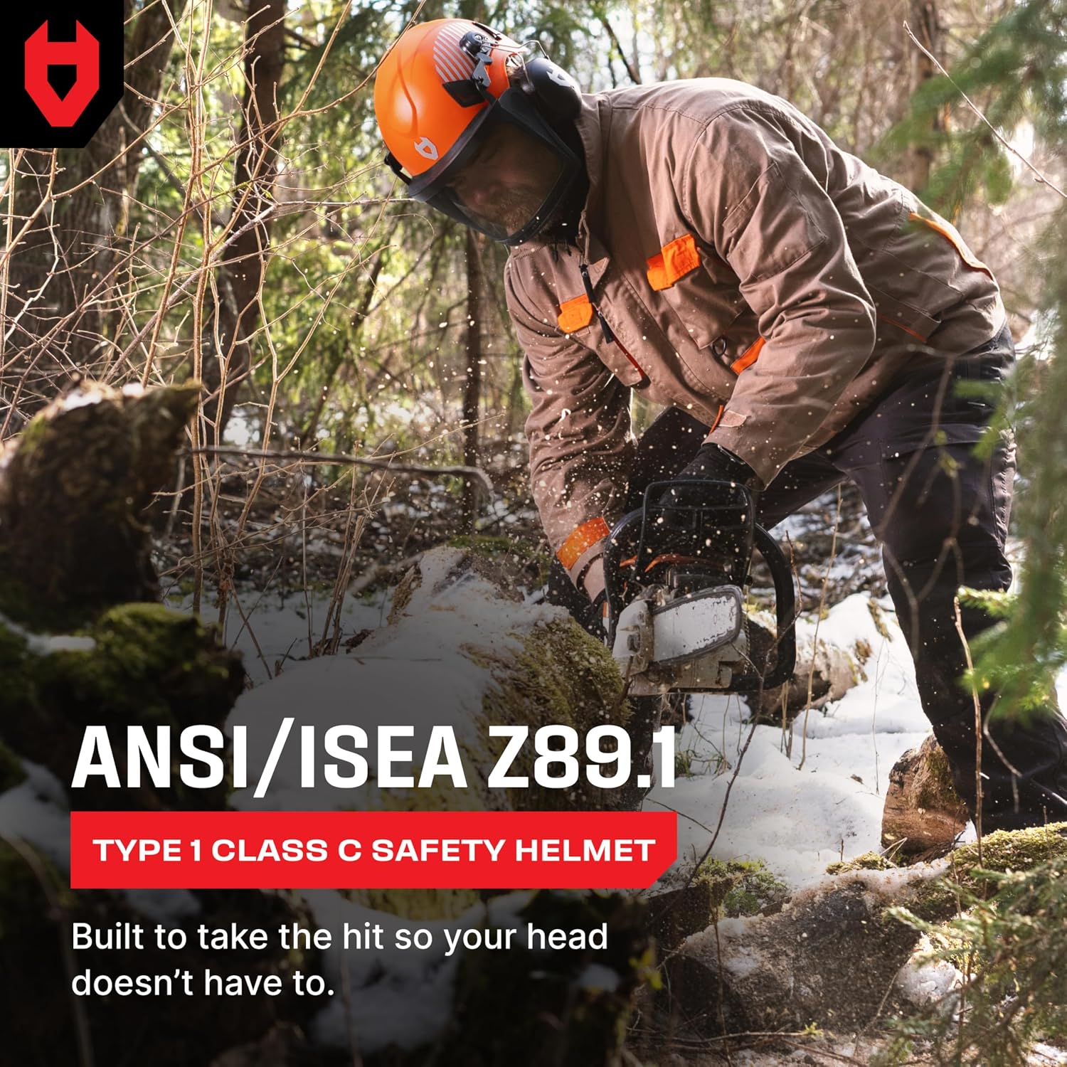 ANSI Z89.1 Rated Arborist Helmet — Chainsaw Helmet with Face Shield and Ear Muffs — Adjustable Hard Hat with Adaptive