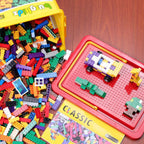 Building Bricks 1020 Pieces Set, 1000 Basic Building Blocks in 17 Fun Shapes Includes Wheels, Door, Window, Bulk