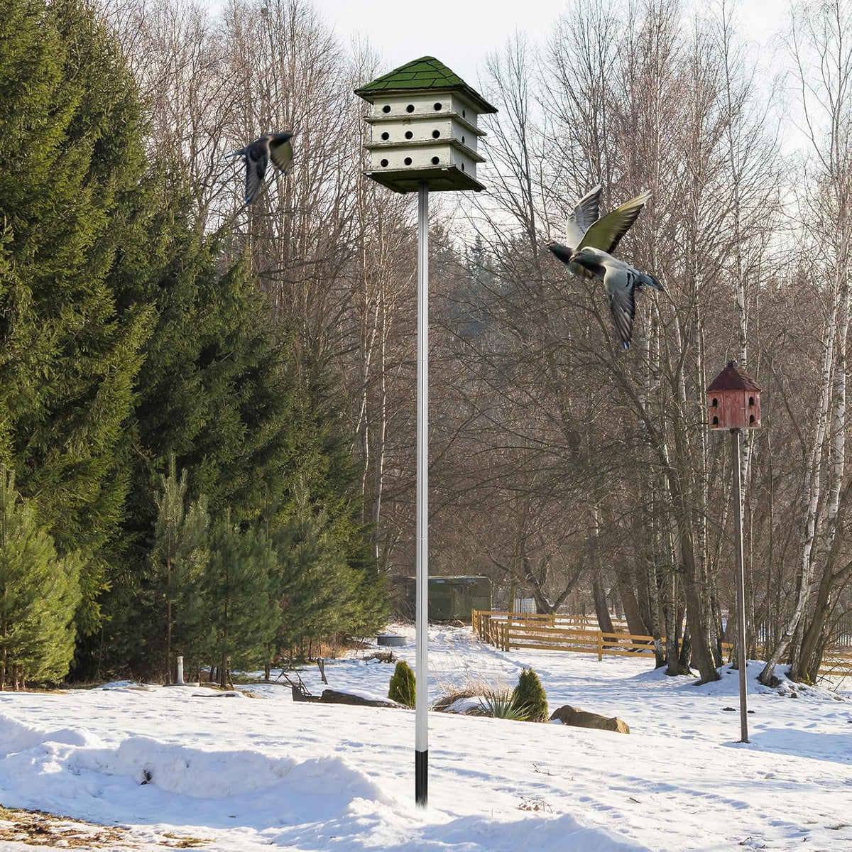 15 ft Telescoping Purple Martin House Pole with Ground Socket Heavy Duty 3-Section Telescoping Pole Purple Martin