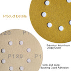 JUNE SUN 30Pcs 5 Inch 8-Hole 120 Grit Hook & Loop Sanding Discs