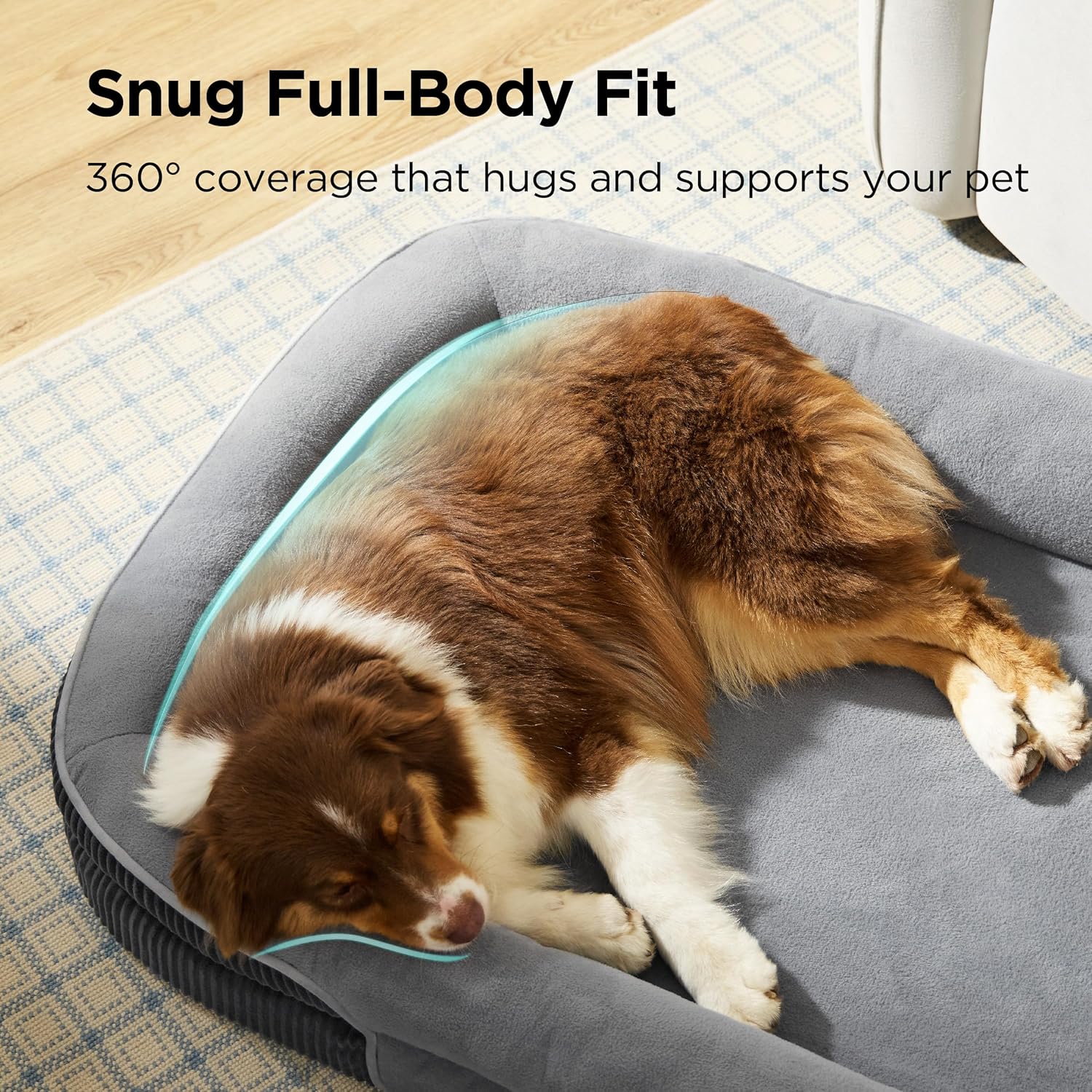 Orthopedic Dog Beds Large Sized Dog - 360° Oval Bolster Large Dogs Bed for Senior Dogs with Waterproof Washable