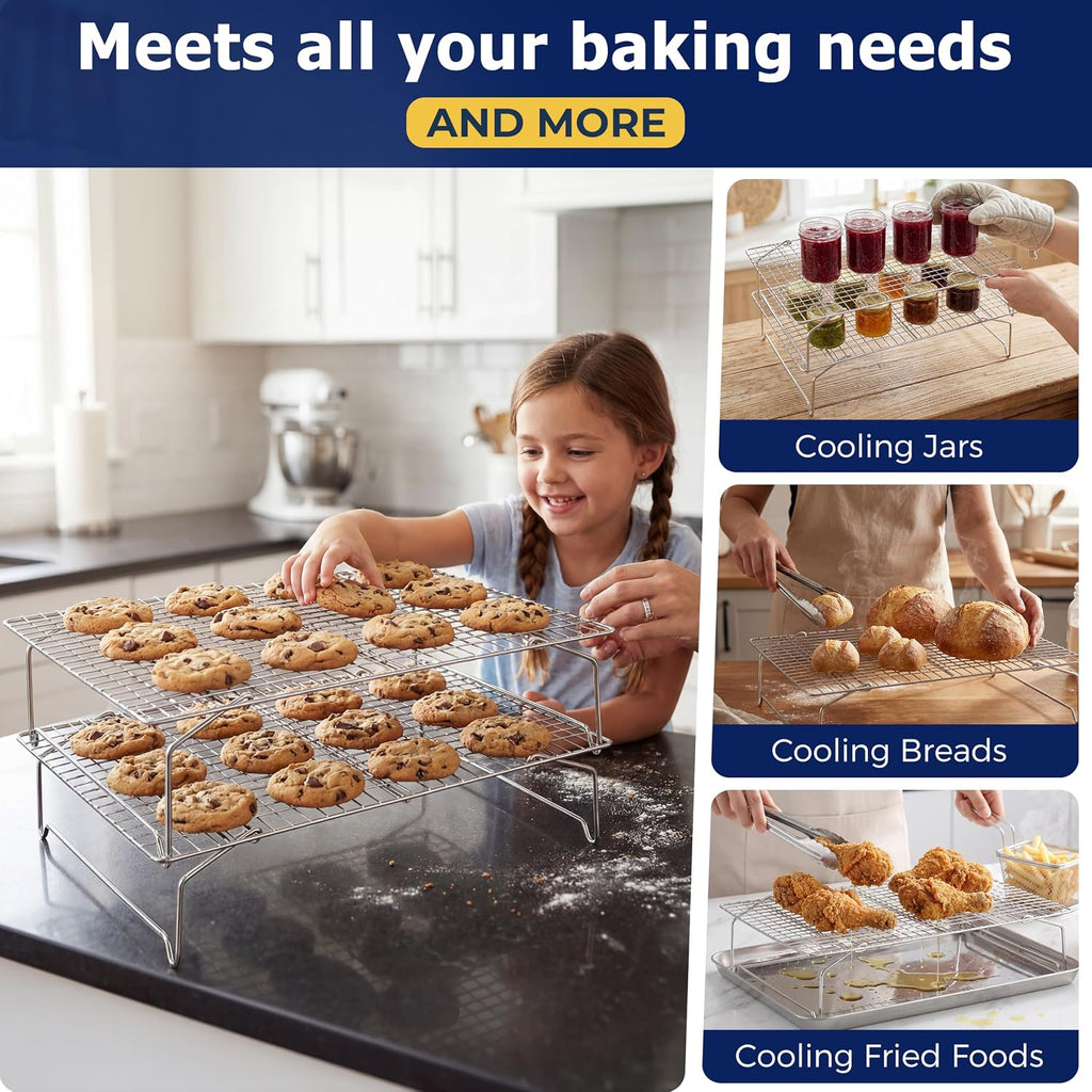 Cooling Rack 15”x10”, 4-Tier Collapsible for Cooking and Baking