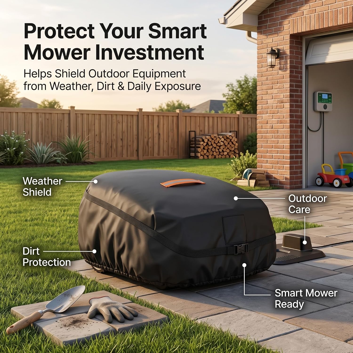 Robot Lawn Mower Cover Waterproof, 420D Heavy Duty Cover for Robotic Mowers | 420D waterproof fabric, backyard