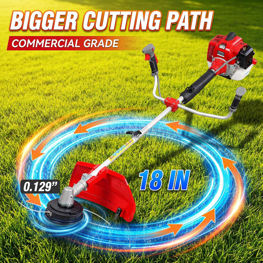58CC 2-Stroke Gas Brush Cutter Pro-Grade String Trimmer EPA Compliant Orange Heavy-Duty Weed Eater Lawn & Overgrowth