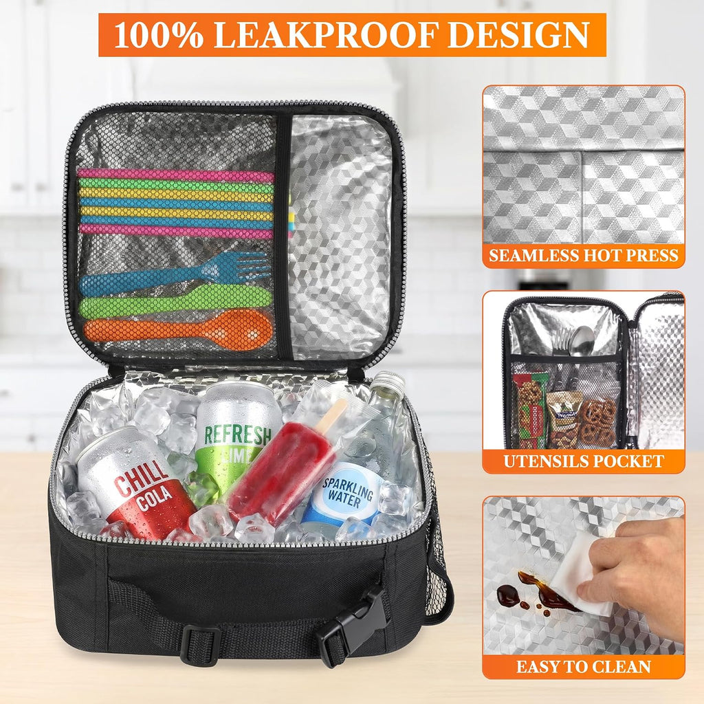 Insulated Lunch Bag for Kids, Reusable Lunch Box for School with Leakproof Lining, Compact Soft Cooler Tote for Boys