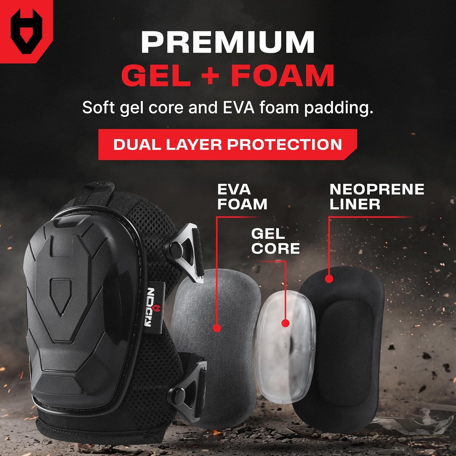 Professional Construction Knee Pads for Men and Women with Non-Slip Heavy Duty Cap and Ankle Support — Thick Foam and