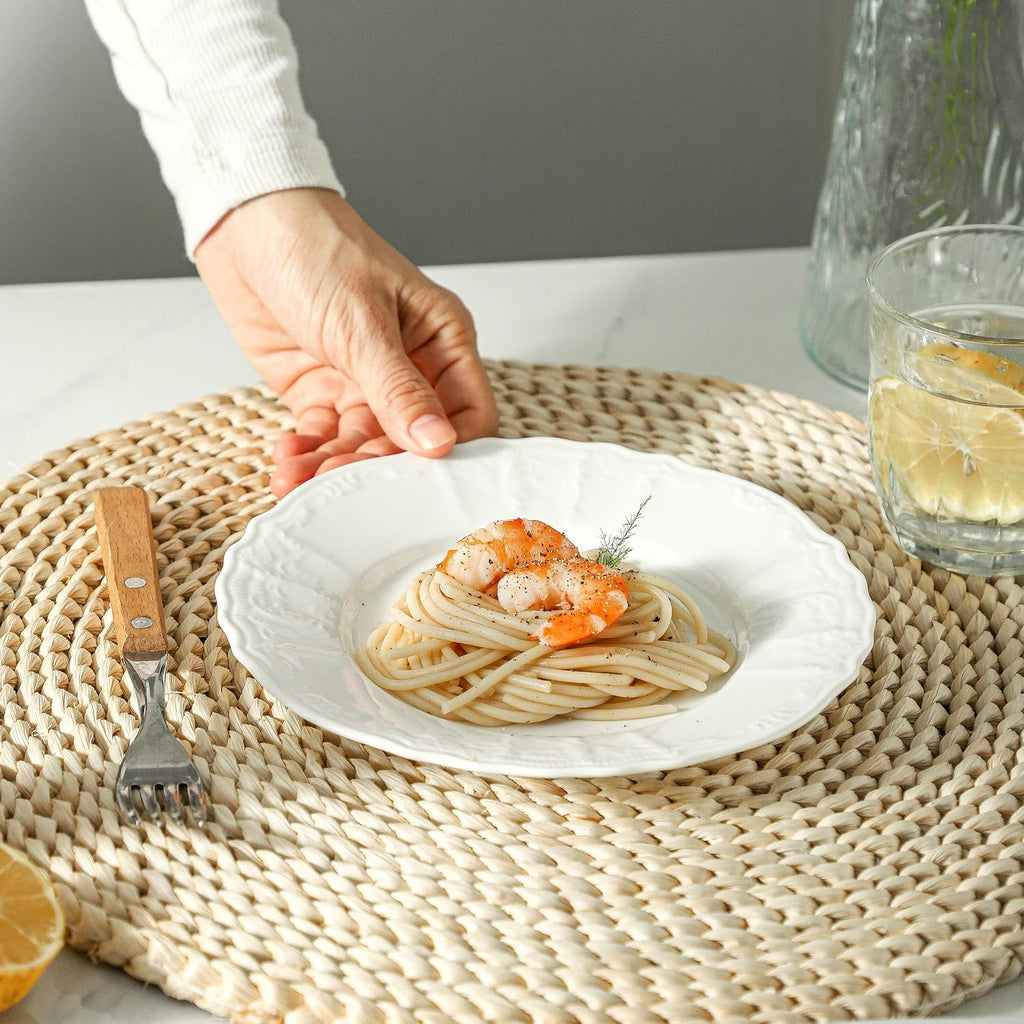 8 Pack Ceramic Appetizer & Dessert Plates, 7.5 In White Salad Plate