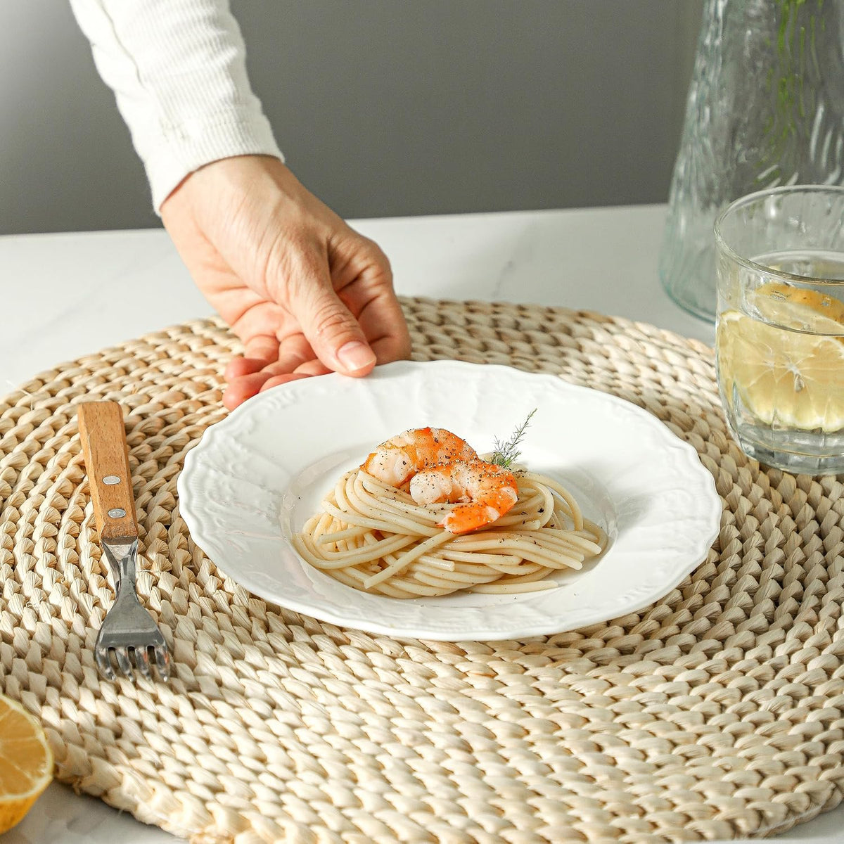 8 Pack Ceramic Appetizer & Dessert Plates, 7.5 In White Salad Plate
