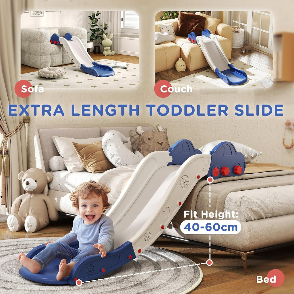 Toddler Slide 63" Extra Long Couch Slide for Bed Sofa – Indoor Slide for Toddlers 18-48 Months, HDPE Safe