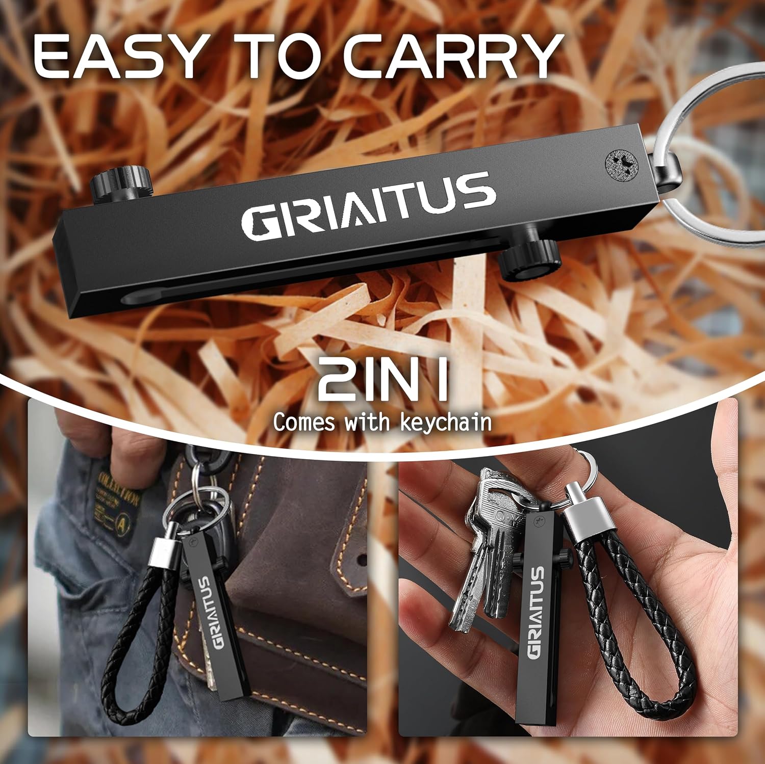 2-in-1 EDC Pocket Knife Keychain Tweezers Multitool, Box Cutter Tool, Black | Retractable with Locking Mechanism