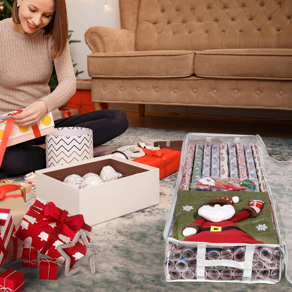 Wrapping Paper Storage Containers | Gift Wrap Organizer Under Bed 41”x14”x6” Fits 18-24 Rolls Fit Up to 40” Long Roll