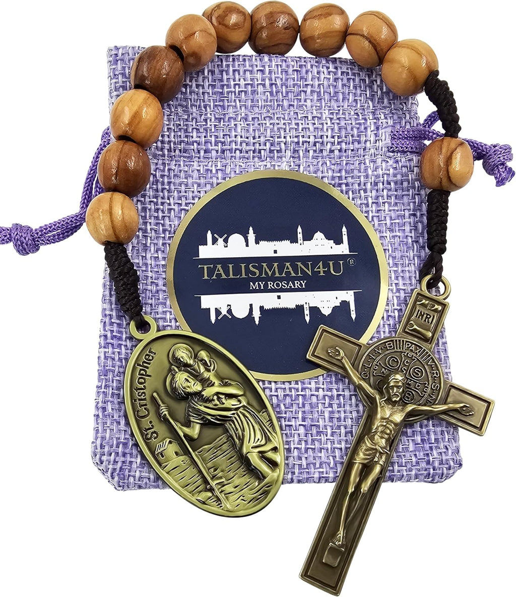 Saint Christopher Medal One Decade Pocket Rosary St Benedict