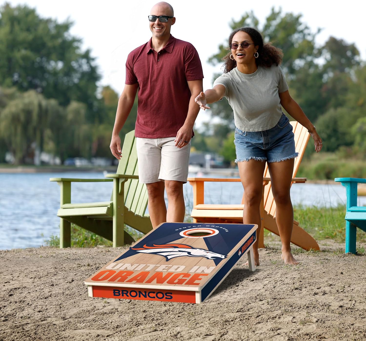 NFL 2' x 4' Slogan Series Professional Wood Cornhole Game with Logo Bags