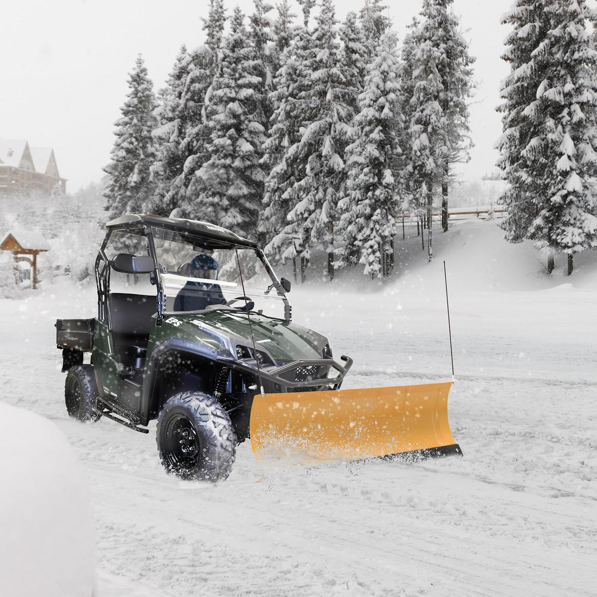 Massimo 60-Inch Universal ATV/UTV Snow Plow Kit – Steel Blade with Push Frame and Mount Plate, 5-Position Angle