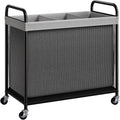 Laundry Hamper 3 Section, 120L Rolling Laundry Sorter with Wheels | Removable Washable Liner Bags, Sturdy Steel Frame