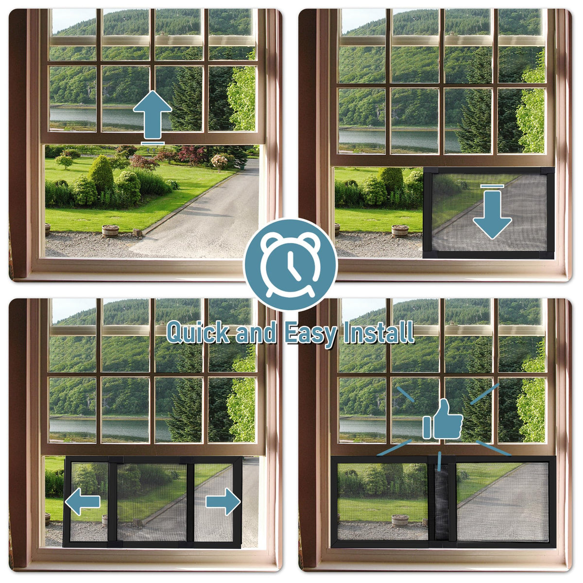 Adjustable Window Screens, 10.35 x 10.12-17.24 Inch, Black, 2 Pack
