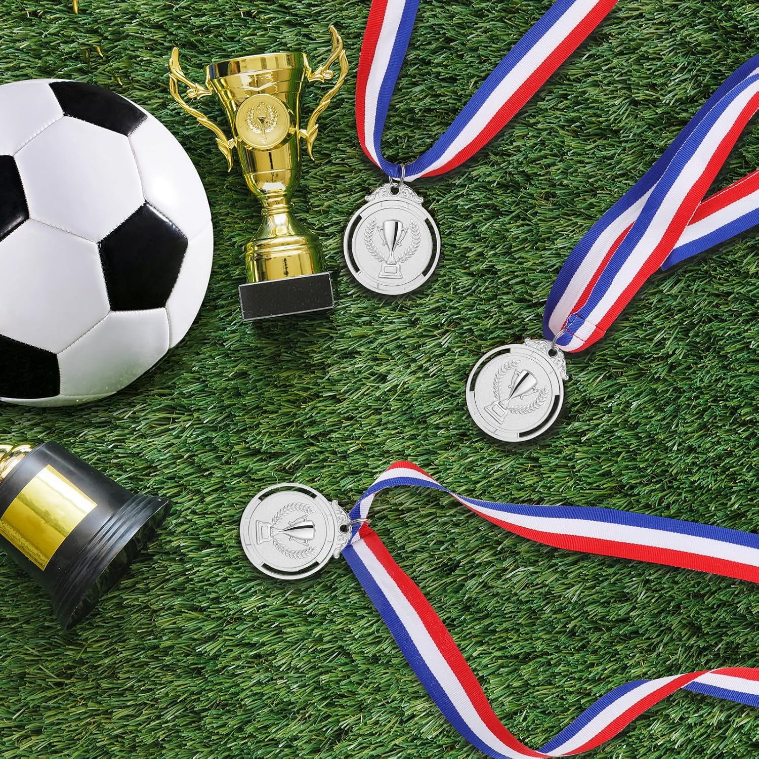 12 Pieces Gold Medal with Neck Ribbons, Kids Reward Medal, Winner Medals Gold Prizes for Sports, Competitions, Party